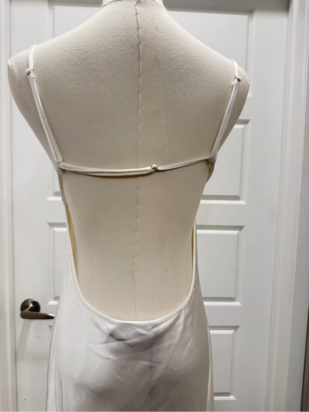 🔥Zara Elegant White Satin Backless Slip Maxi Dress